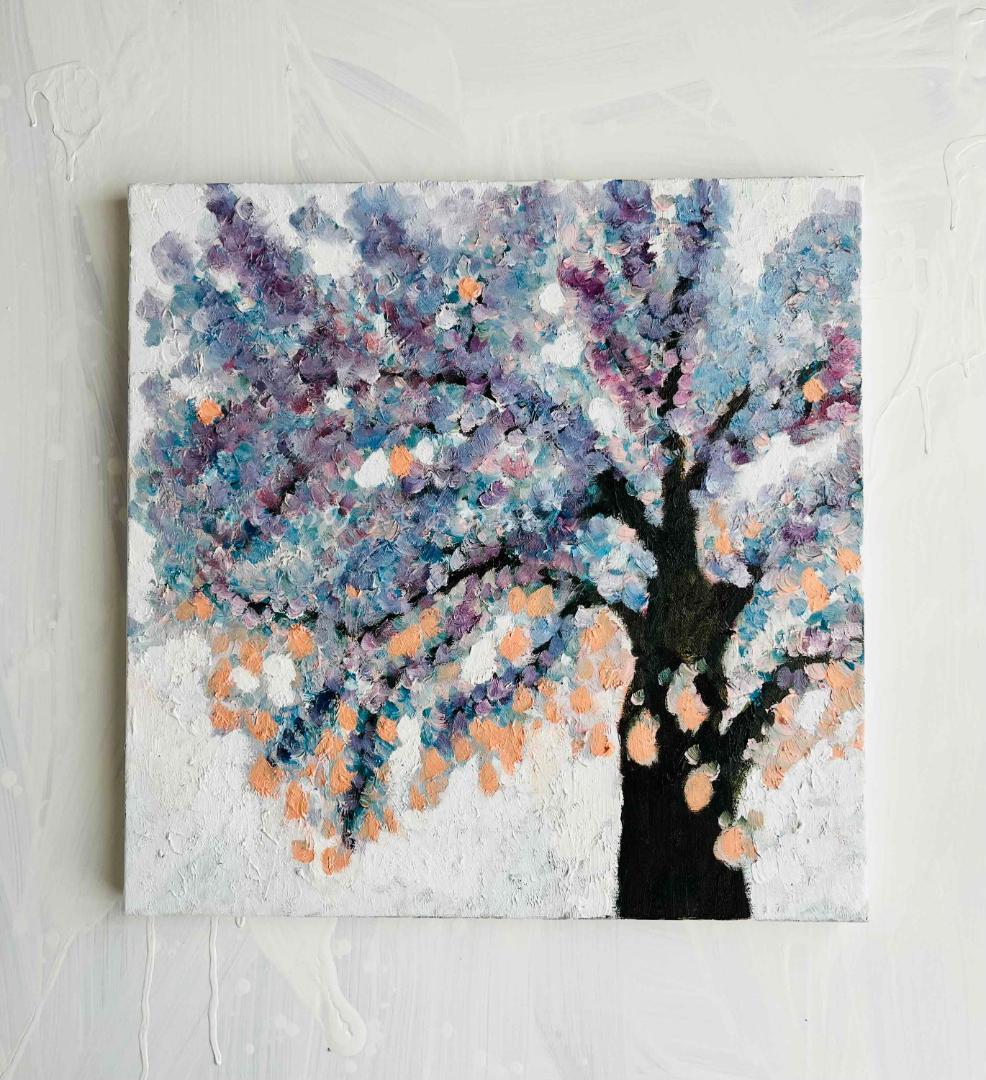 41㎝角「朝の桜」油彩・原画・S６