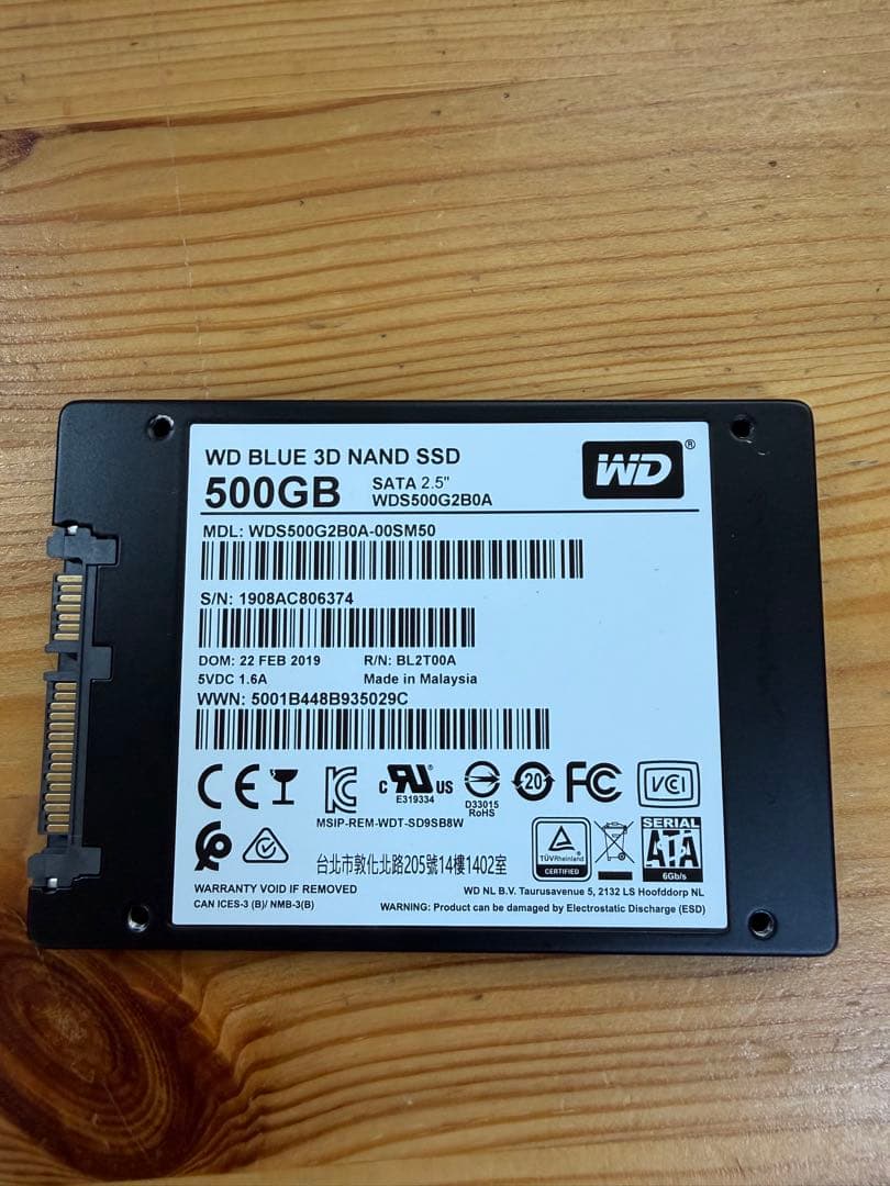 内蔵型SSD WD Crucial 500GB SSD