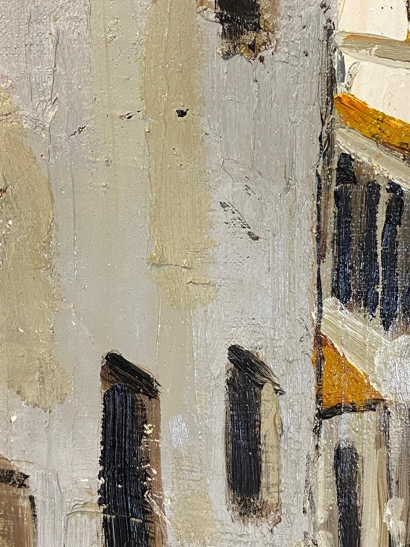 「真作」加納秀雄「ロハの裏町」風景画　油彩画　額装　サイン有り　F8号