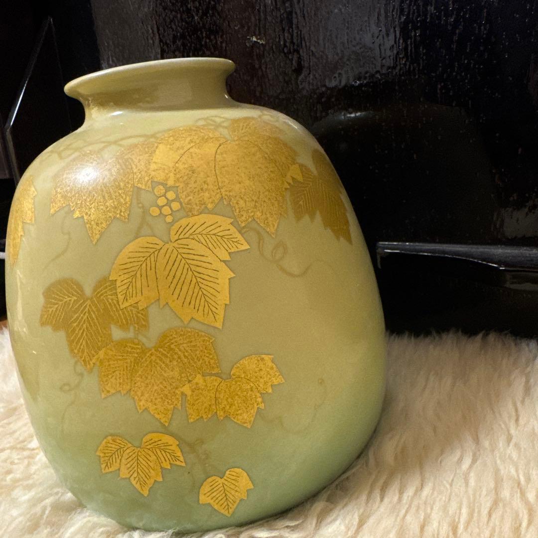 吉田美統 金色装飾陶器花瓶 日本製 日本工芸 美術品