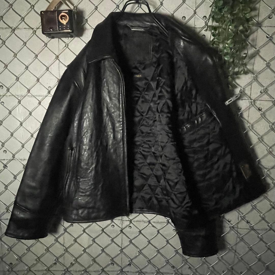 MIDCOAST ライダースジャケット 羊革 革ジャン 本革 短丈 黒 M