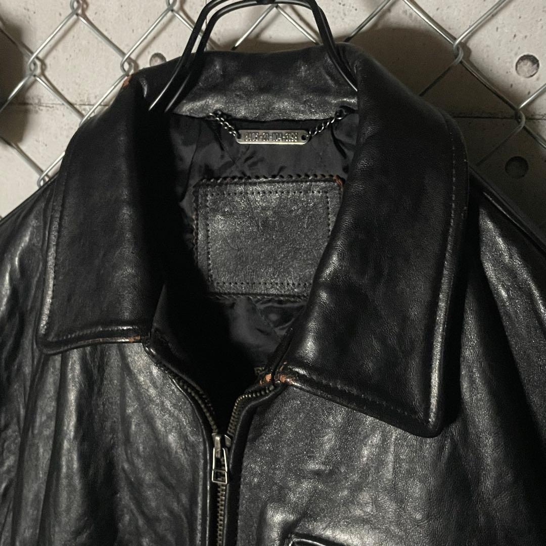 MIDCOAST ライダースジャケット 羊革 革ジャン 本革 短丈 黒 M