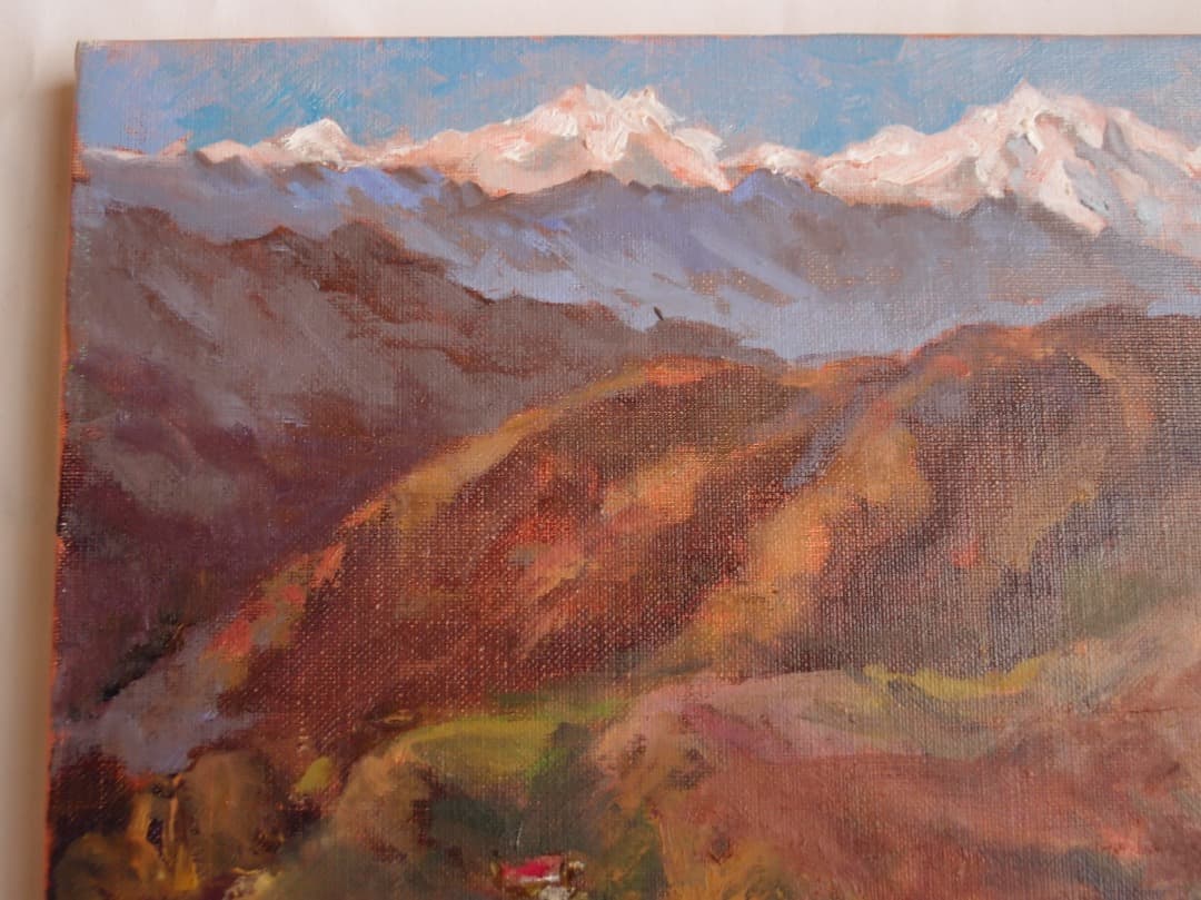 額装油絵「秋深し」寺島正人 作／荒安の里山風景／個展　F8