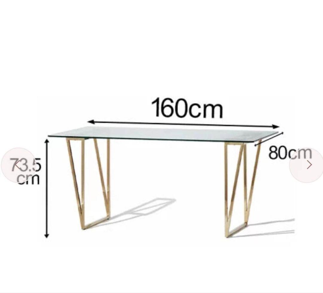 大理石風ガラス天板のダイニングテーブル