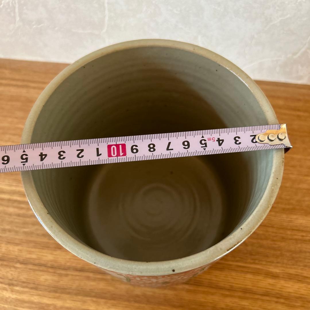 高島邦三　赤絵　水指　邦山窯　茶道具