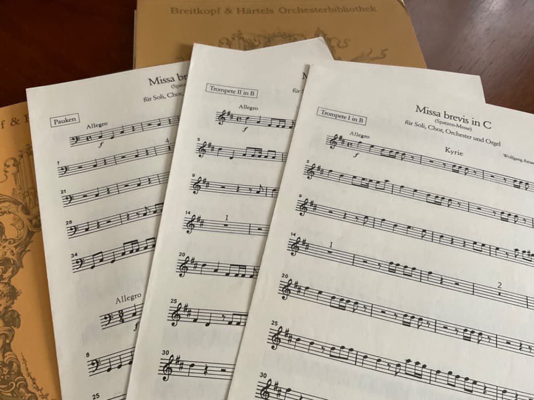 オーケストラ全パート譜　モーツァルト　雀のミサ　ミサブレビス　k.220 未使用