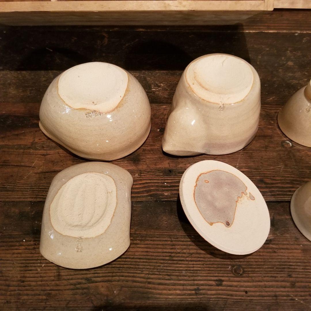 十四代 坂倉新兵衛 造　萩焼　急須　湯冷　煎茶碗六客 在銘　共箱付　煎茶道具