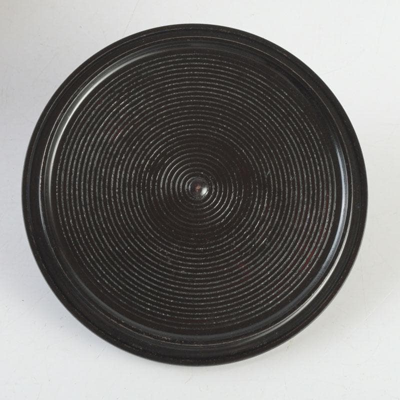 茶道具　釜師　菊池政光作　筋入平丸釜　共箱　V　9293A