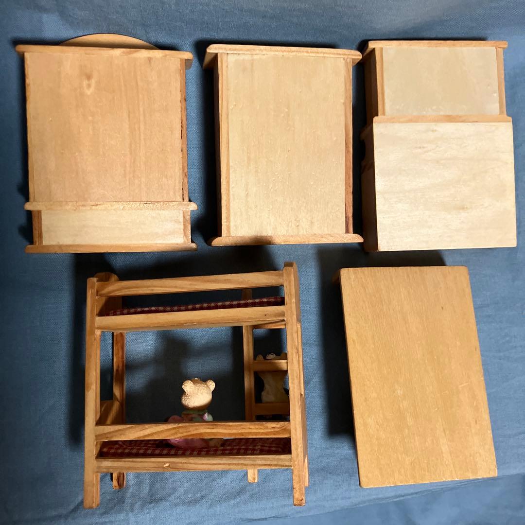 セキグチ❤️木製家具5点セット クマの人形付き家具・ビンテージ