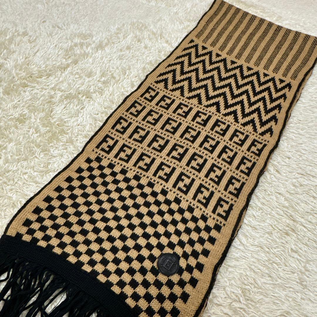 MK様✨希少カシミヤ混✨FENDI リバーシブル柔らかニットフリンジズッカペカン