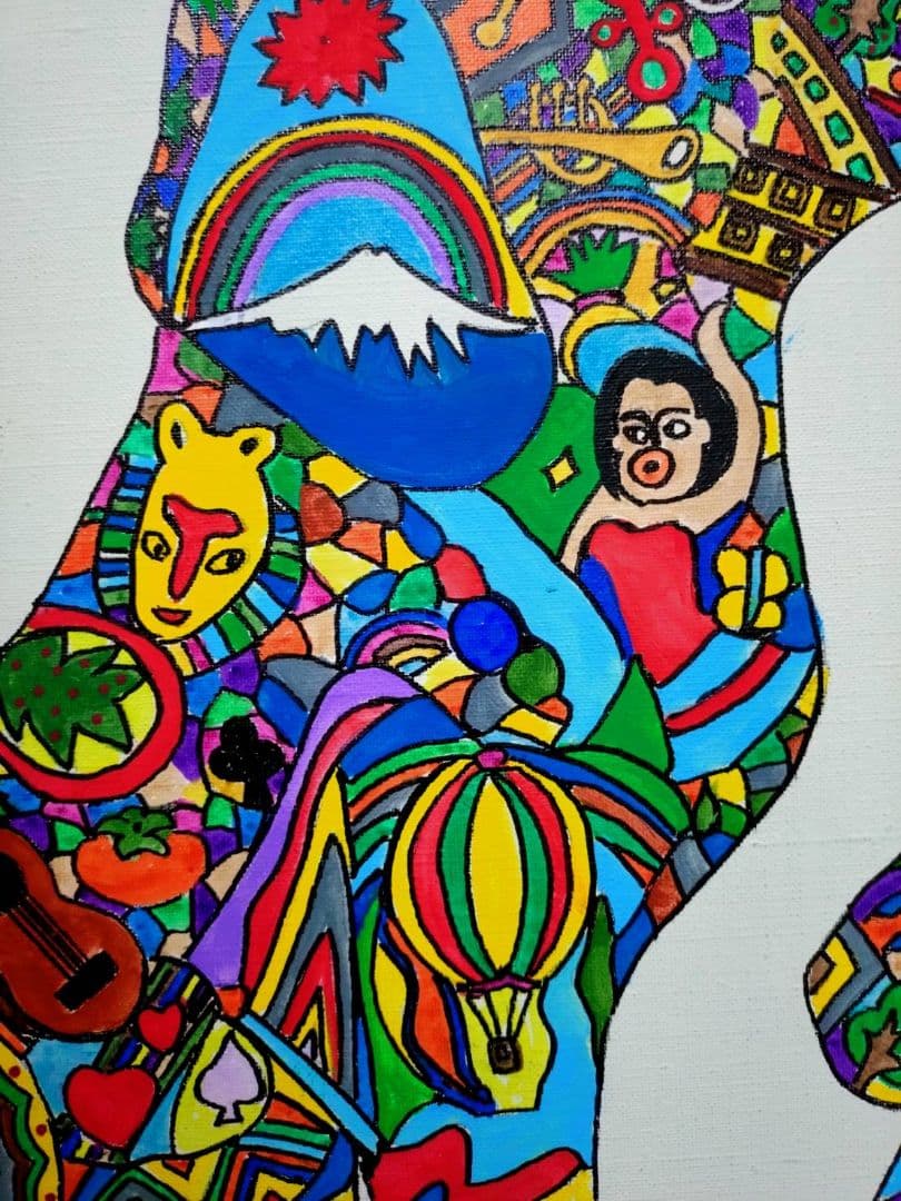 【F6号】ジミー大西【Dog】手描き/表裏サイン有り/油彩/アクリル/絵画/額縁