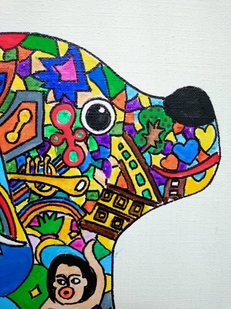 【F6号】ジミー大西【Dog】手描き/表裏サイン有り/油彩/アクリル/絵画/額縁