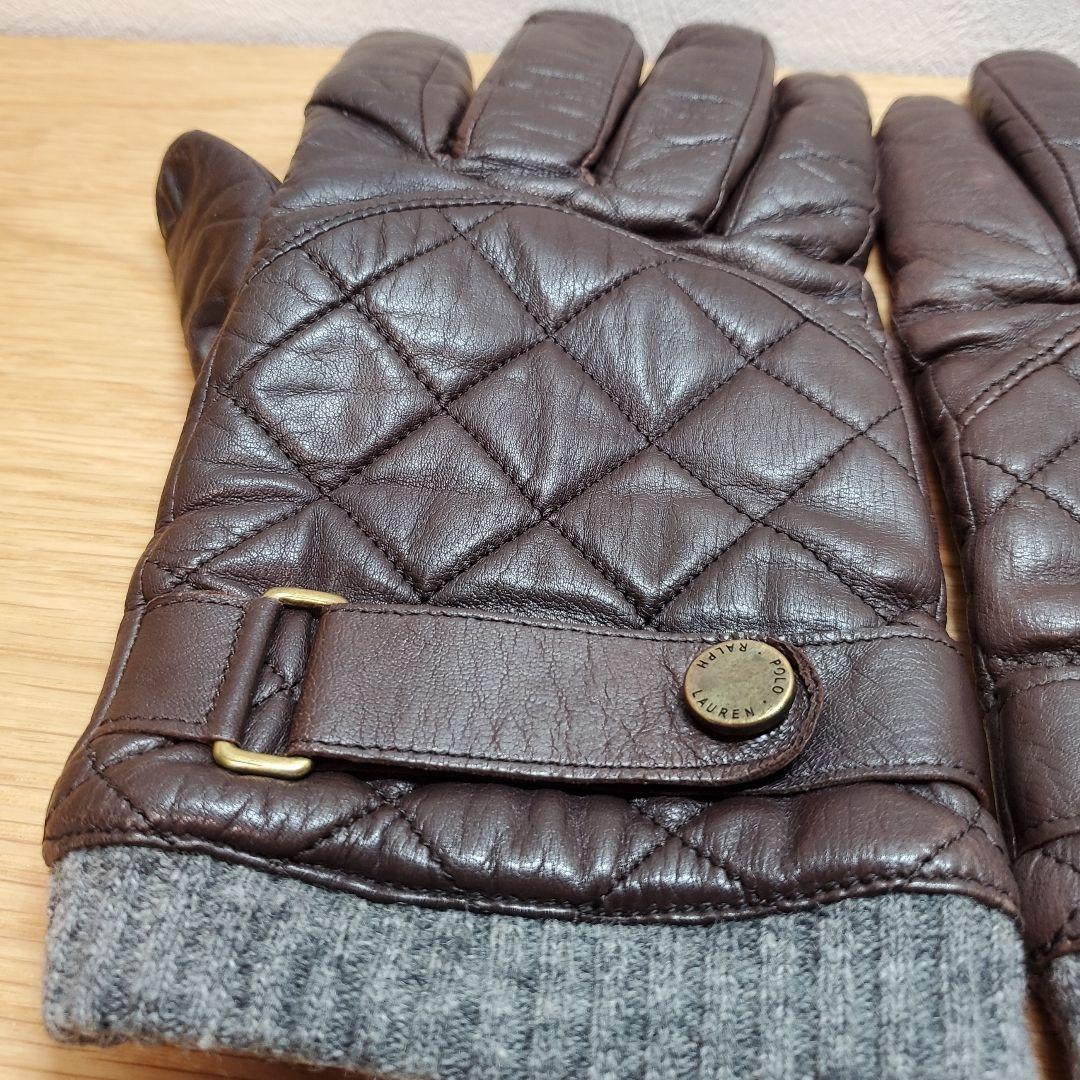 希少 ラルフローレン 手袋 レザー 本革 キルティング レーシング グローブ
