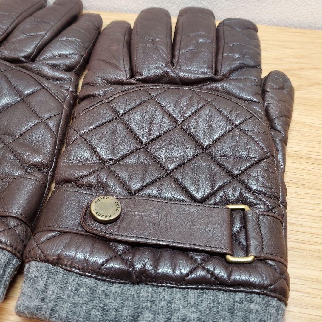 希少 ラルフローレン 手袋 レザー 本革 キルティング レーシング グローブ