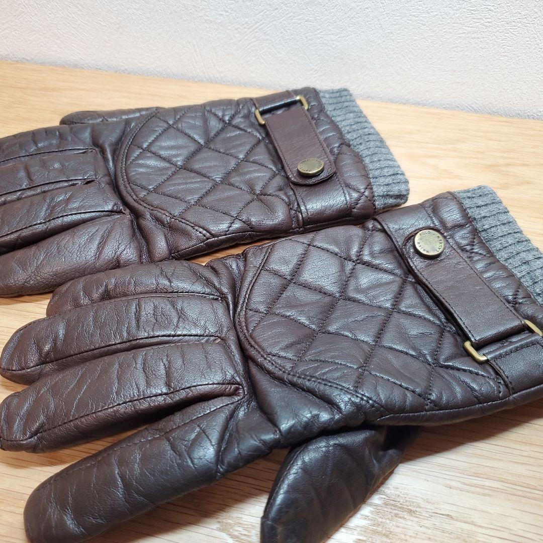 希少 ラルフローレン 手袋 レザー 本革 キルティング レーシング グローブ