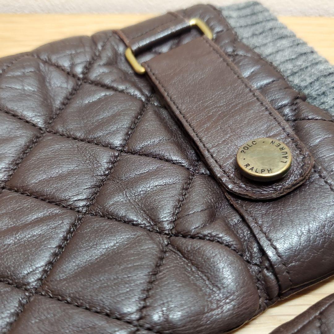 希少 ラルフローレン 手袋 レザー 本革 キルティング レーシング グローブ