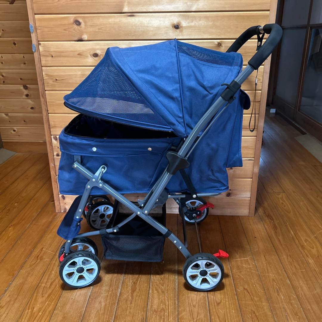 ネイビー ペットカート 折りたたみ式