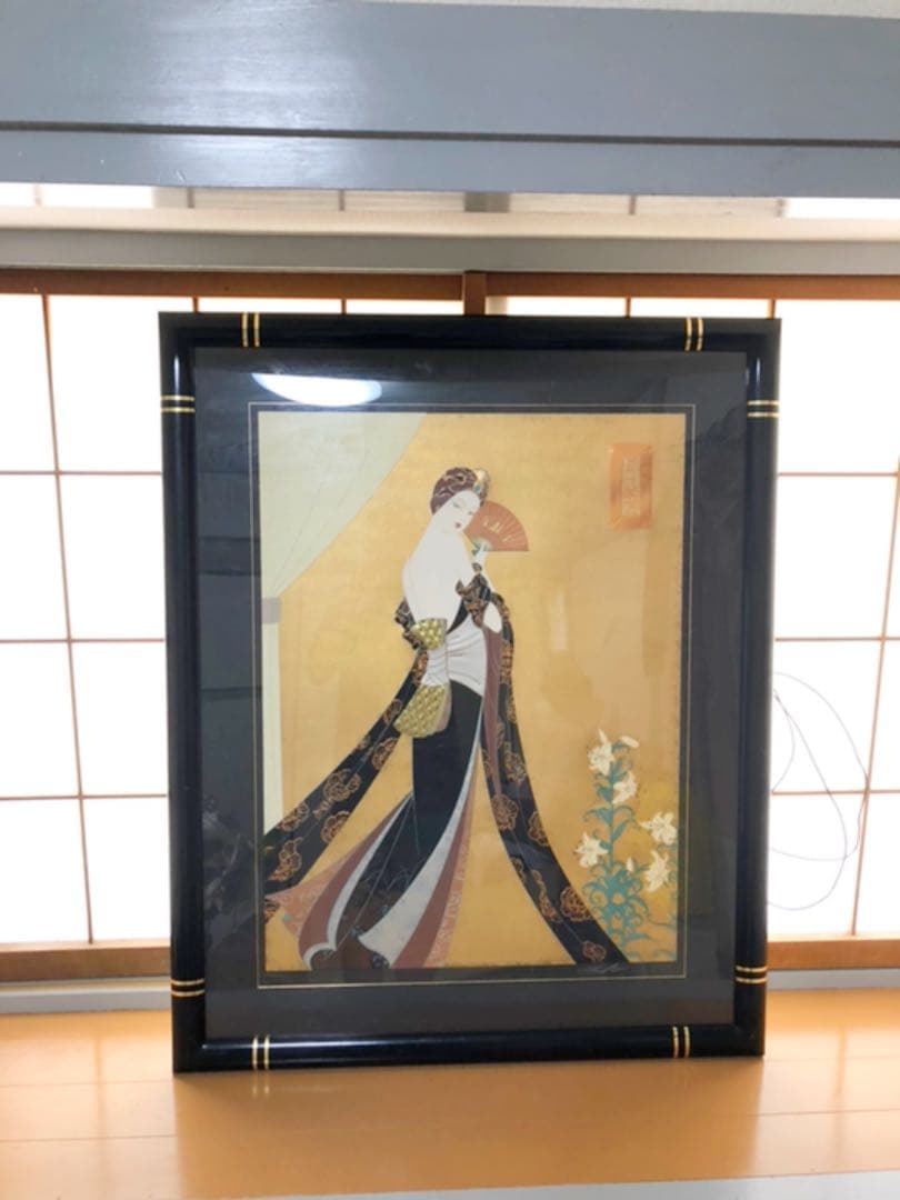 絵画 肖像画 版画 壁掛け額入り 骨董品 中国版画