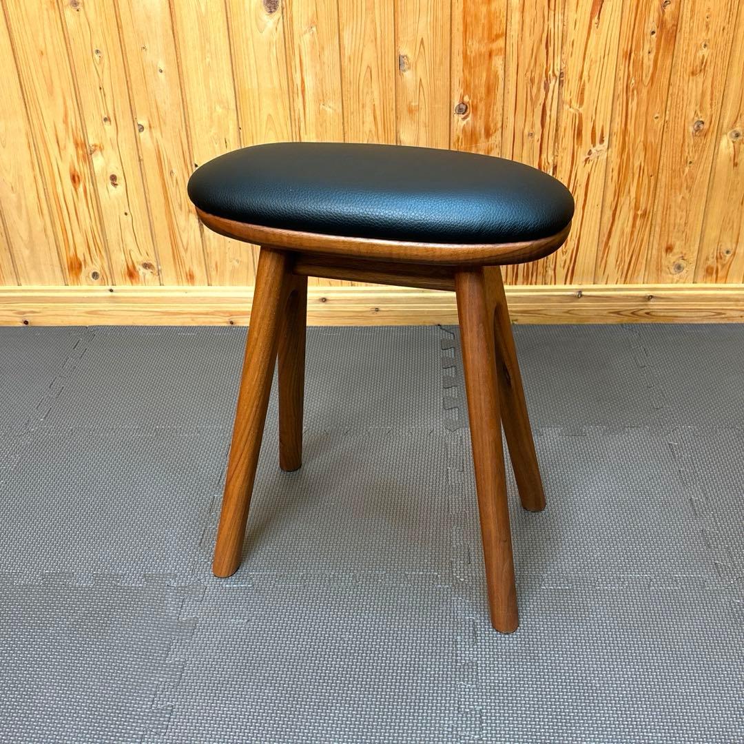 ナガノインテリア スツール ウォールナット×天然皮革