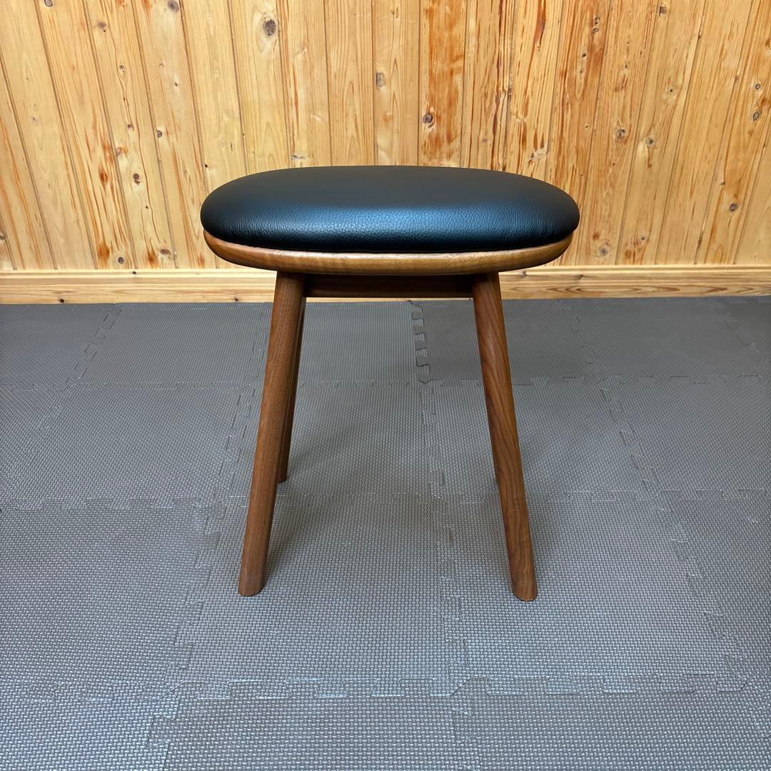 ナガノインテリア スツール ウォールナット×天然皮革