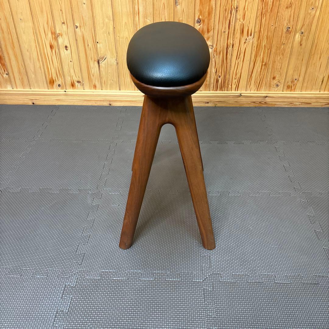 ナガノインテリア スツール ウォールナット×天然皮革