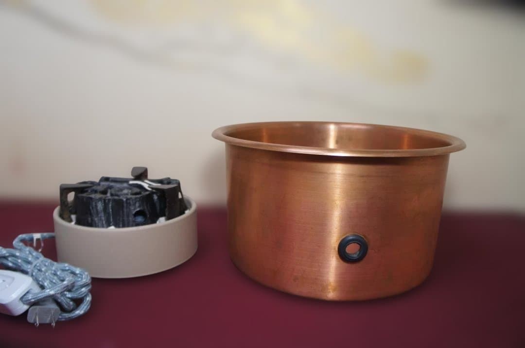 専用☆茶道具 立礼棚卓用 銅風炉 銅製丸炉 410W炭型 電熱器送料込み