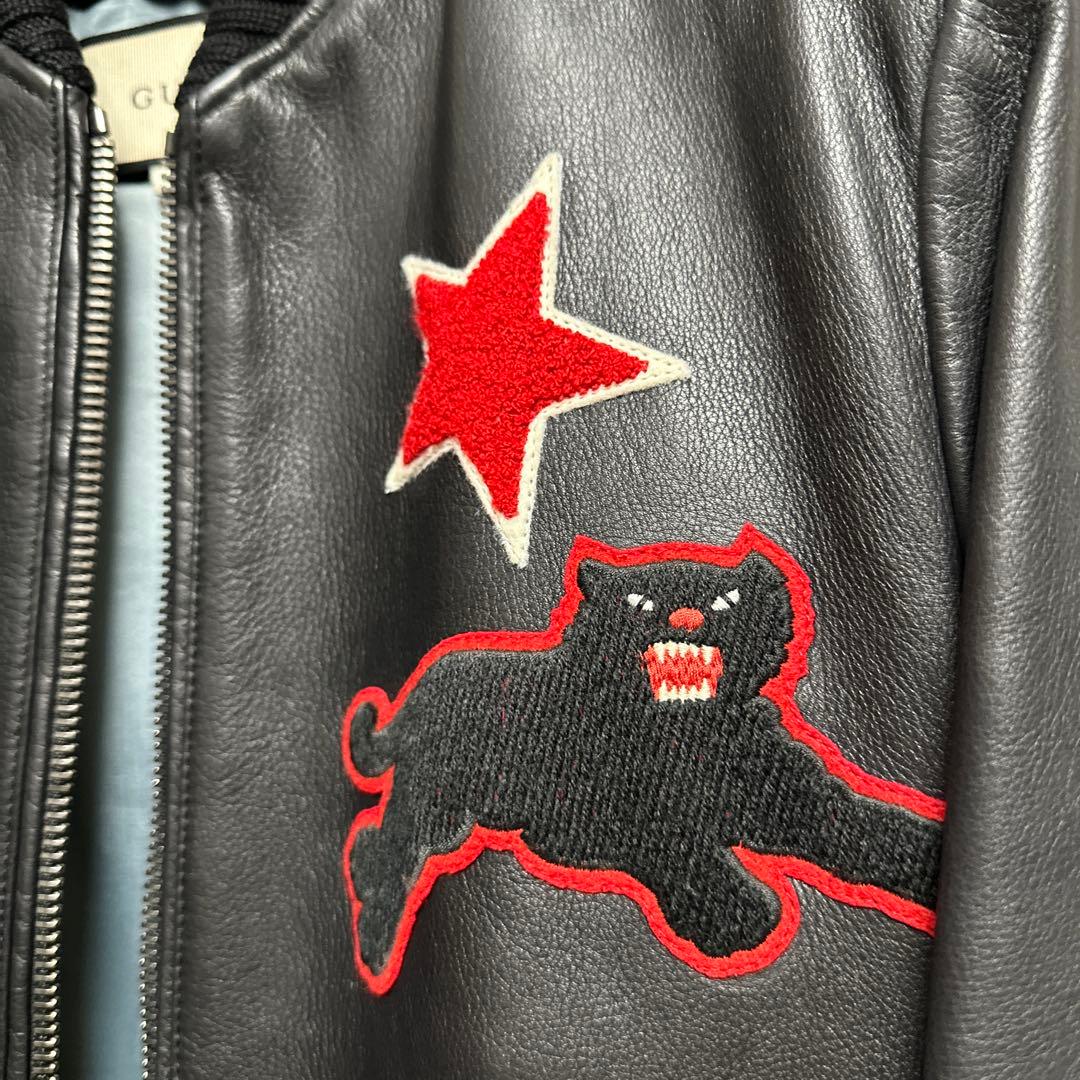 o*i様 GUCCI グッチ レザージャケット メンズ48ブラックパンサー