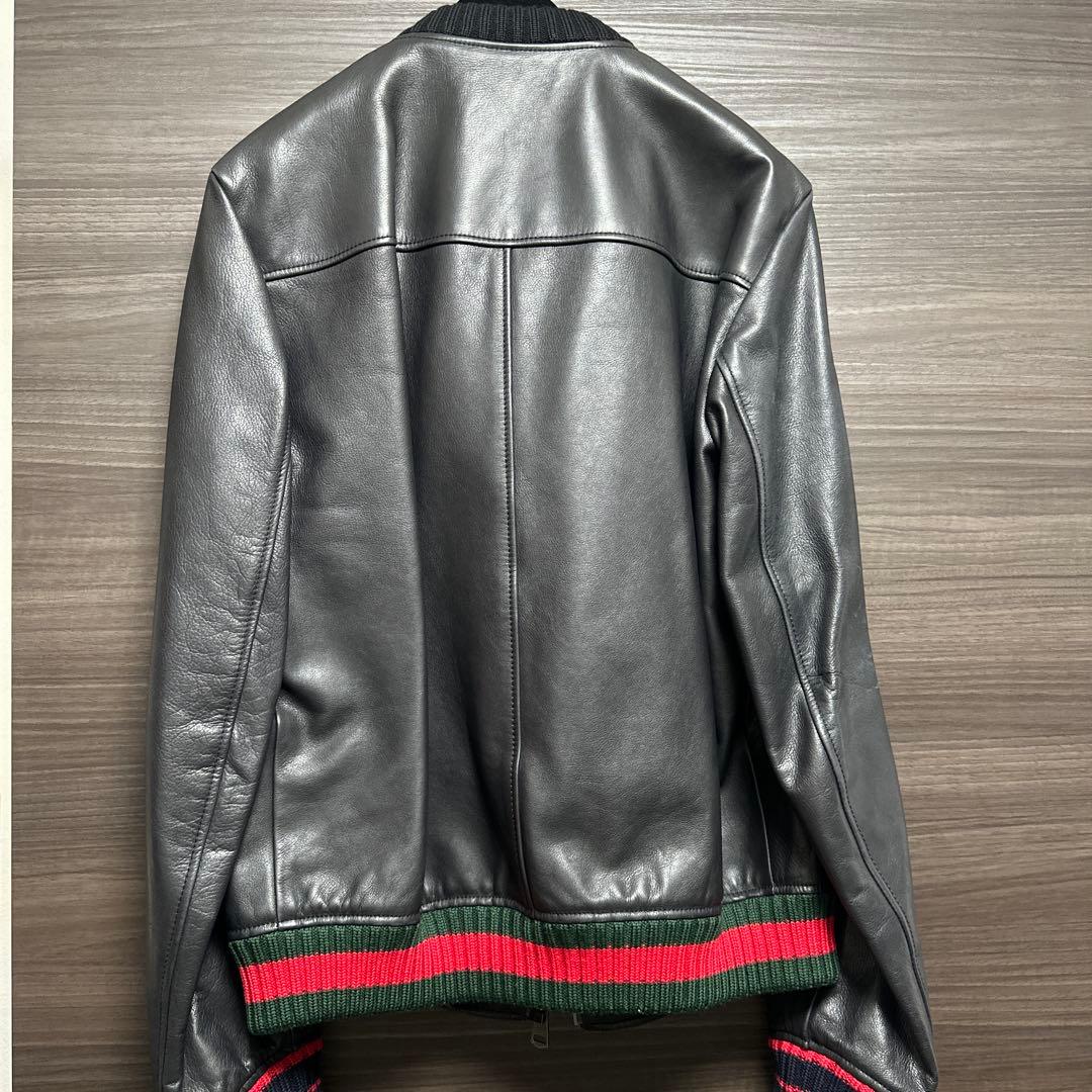 o*i様 GUCCI グッチ レザージャケット メンズ48ブラックパンサー