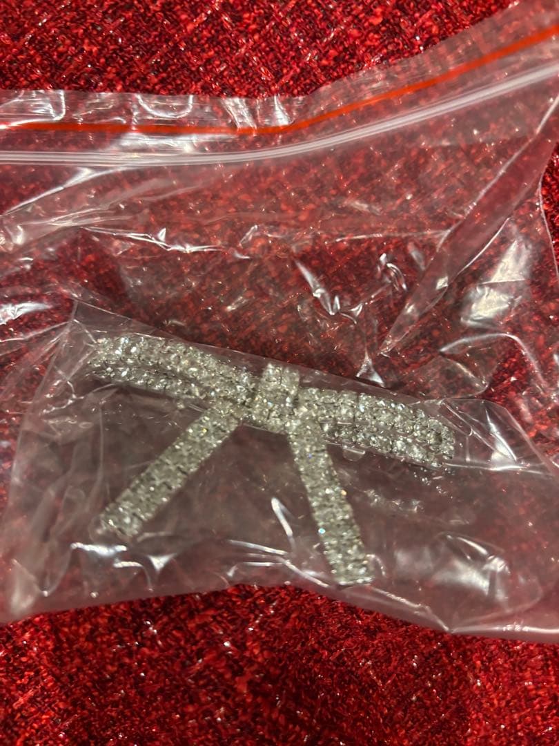 赤 ビジュー付き スリップドレス