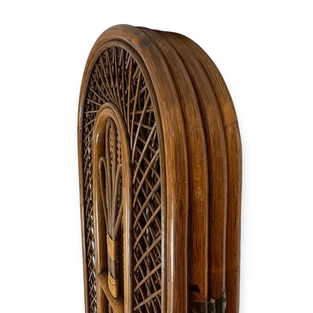 ラタン パーテーション 籐家具 衝立 4連 昭和レトロ アンティーク 高さ137