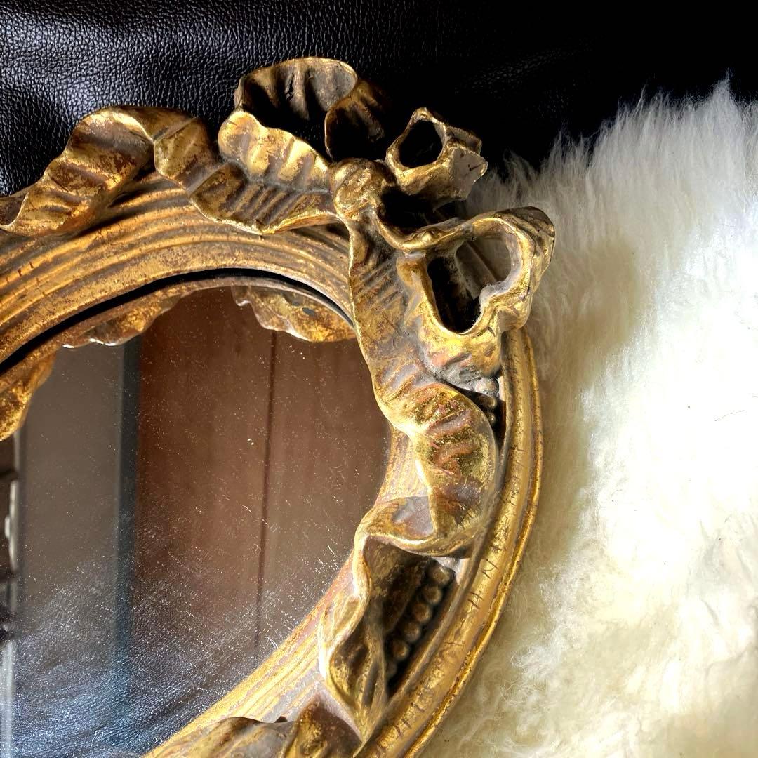 フランスアンティークリボンガーランドミラー　鏡