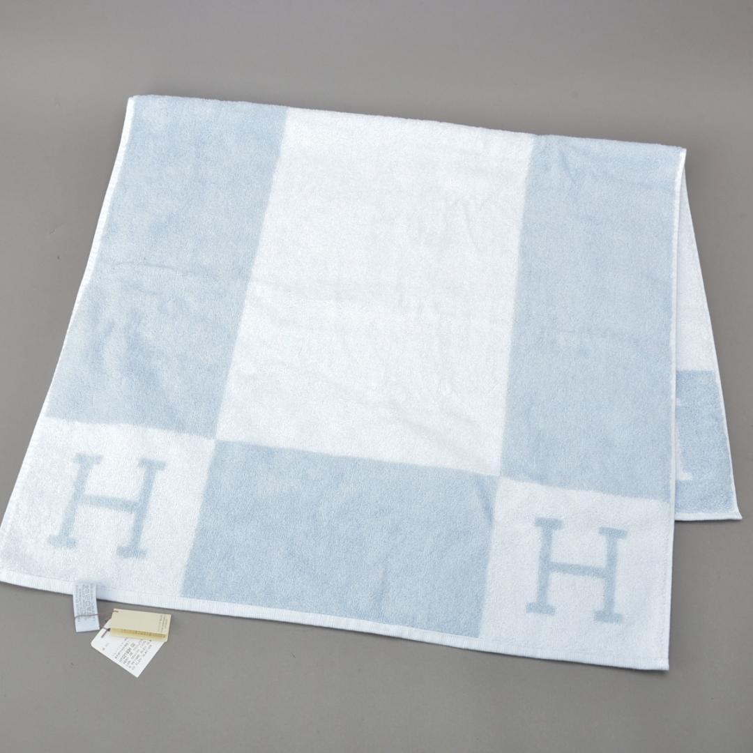 新品◇エルメス アヴァロン バスタオル ベビータオルケット100×55ブルー箱付