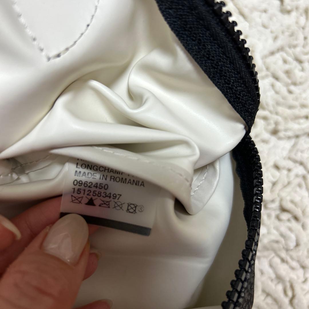 ロンシャンブラック ナイロン レザー ショルダーバッグ