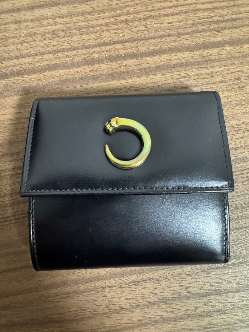 未使用品‼️ Cartier パンテール　 ブラック レザー 三つ折り財布