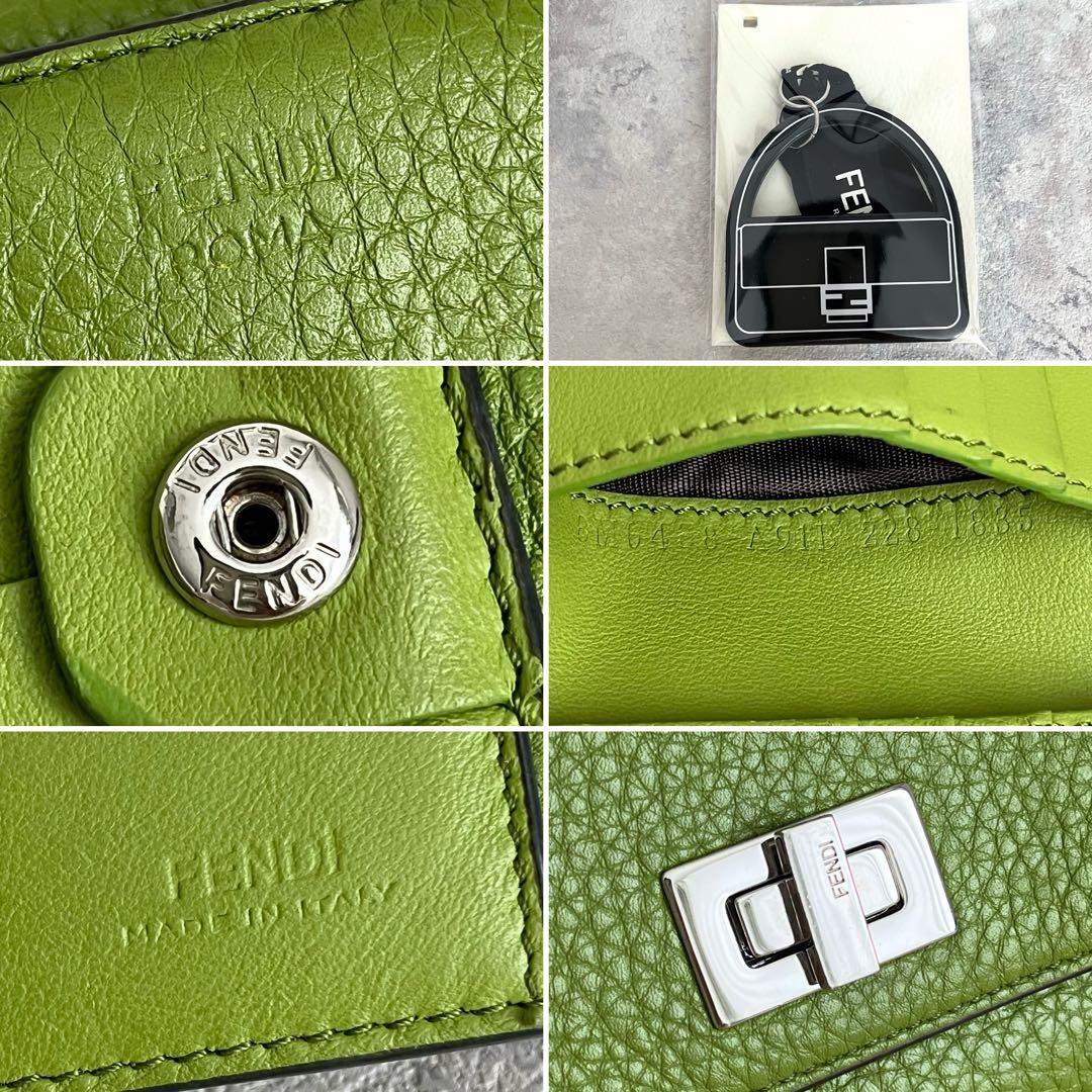 希少カラー✨FENDI ピーカブー セレリア ロゴ 二つ折り財布 グリーン