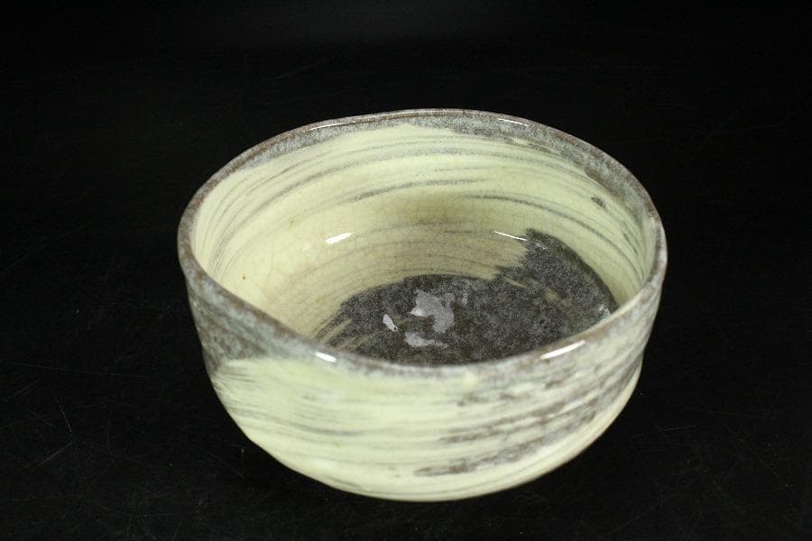 茶道具 楽刷毛目茶碗 楽阿弥作 共箱 美品(K-A658)