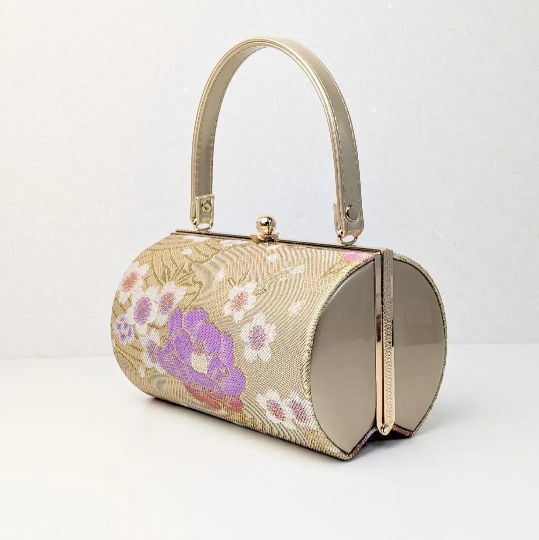 草履バッグセット 振袖 帯地 金 ゴールド 牡丹 フリーサイズ w48-4