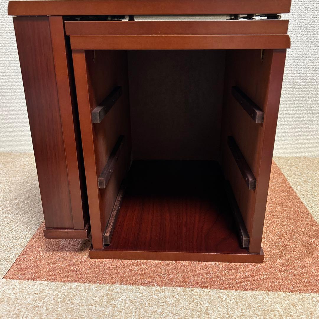 文机 折りたたみ式 三段引き出し アンティーク