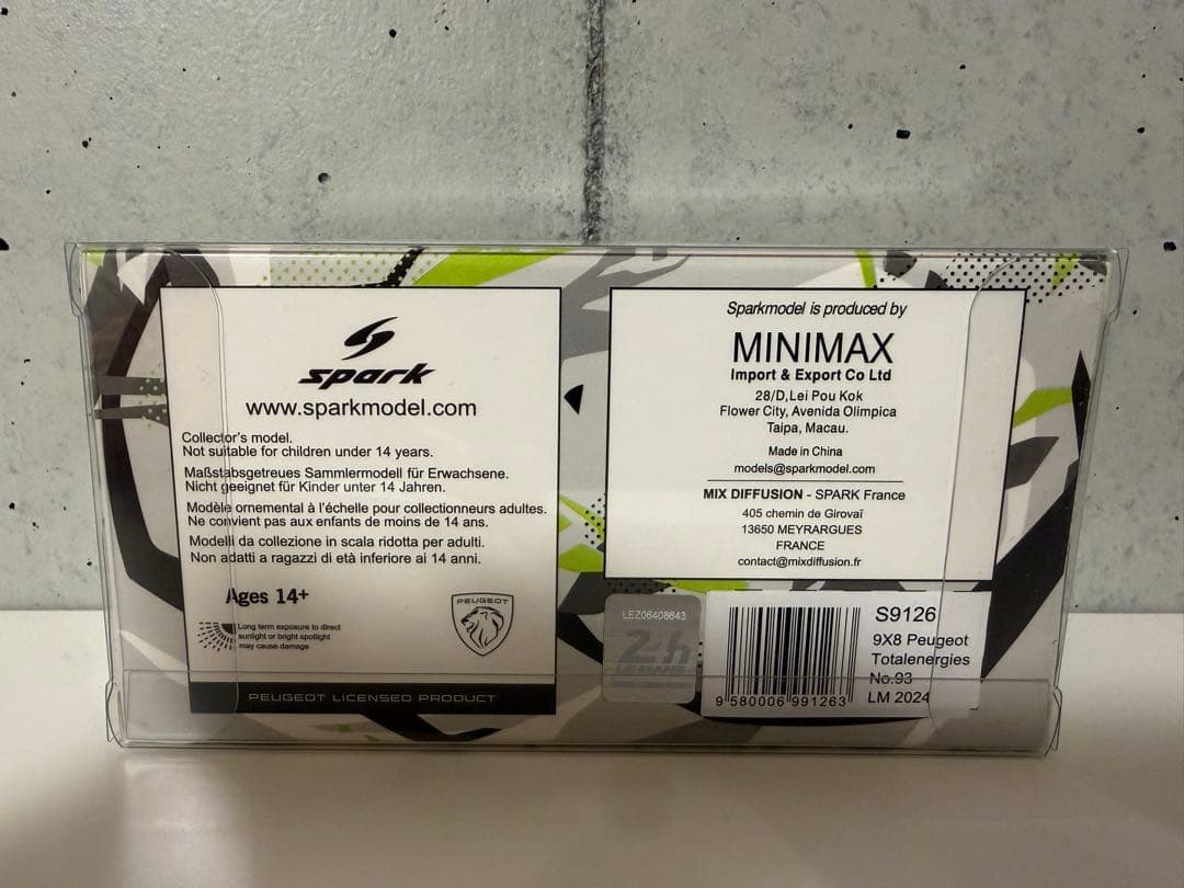 自動車 1/43 Spark 9X8 Peugeot Le Mans 2024 #93