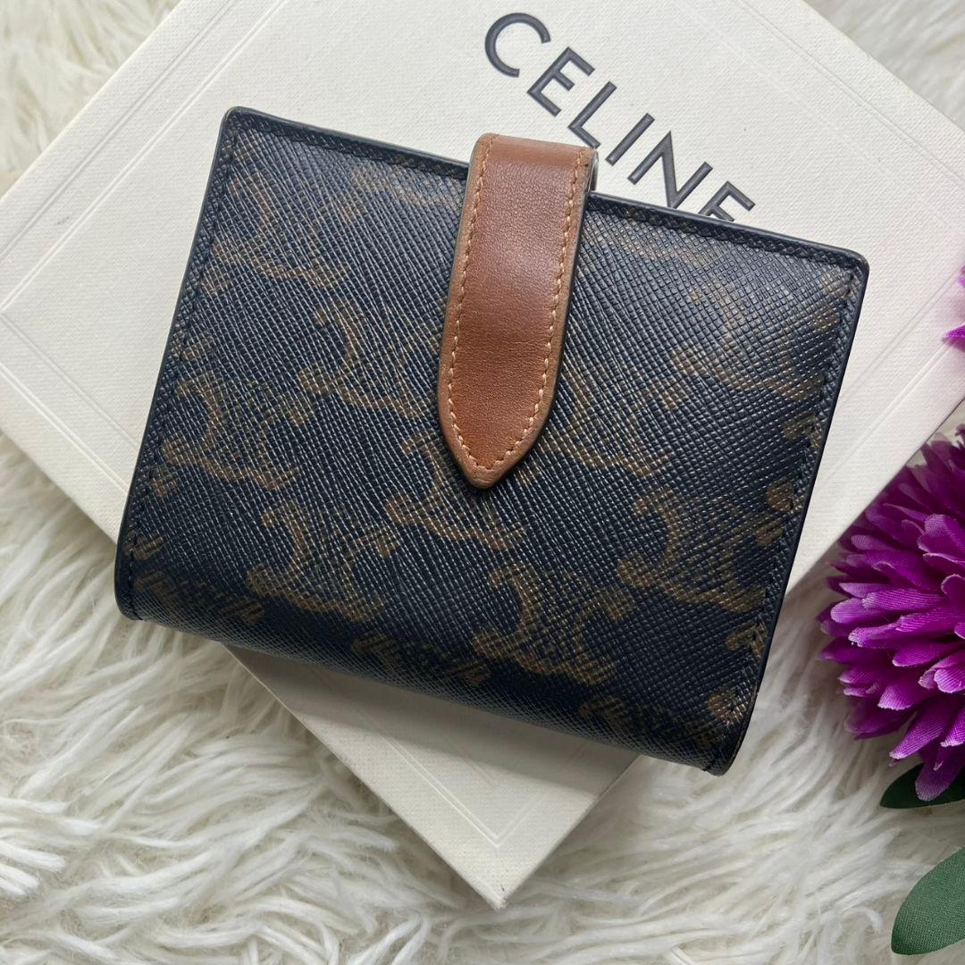 【美品✨人気】セリーヌ 折り財布 トリオンフキャンバス スモールストラップ