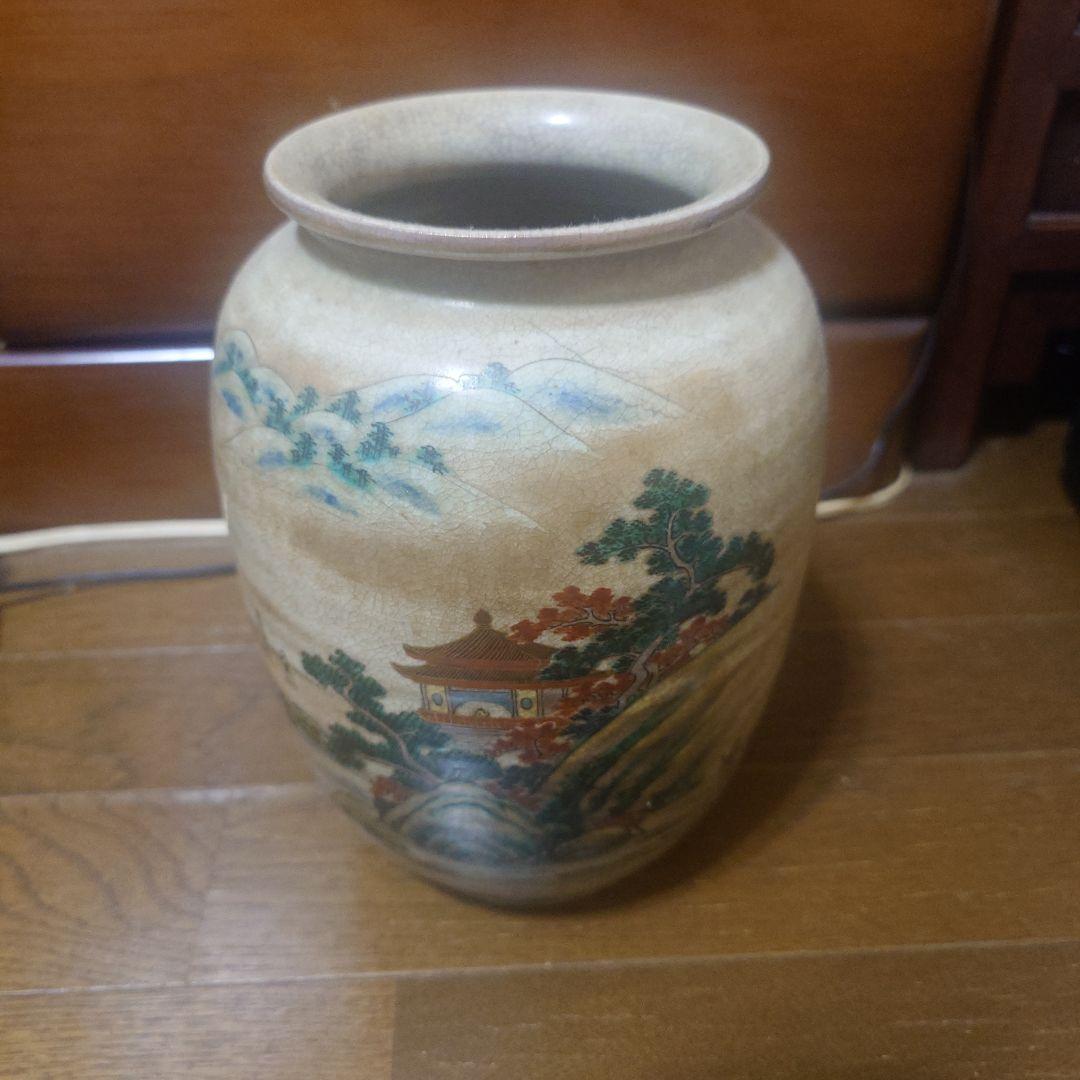 山水画 陶器 花瓶 高さ約30cm
