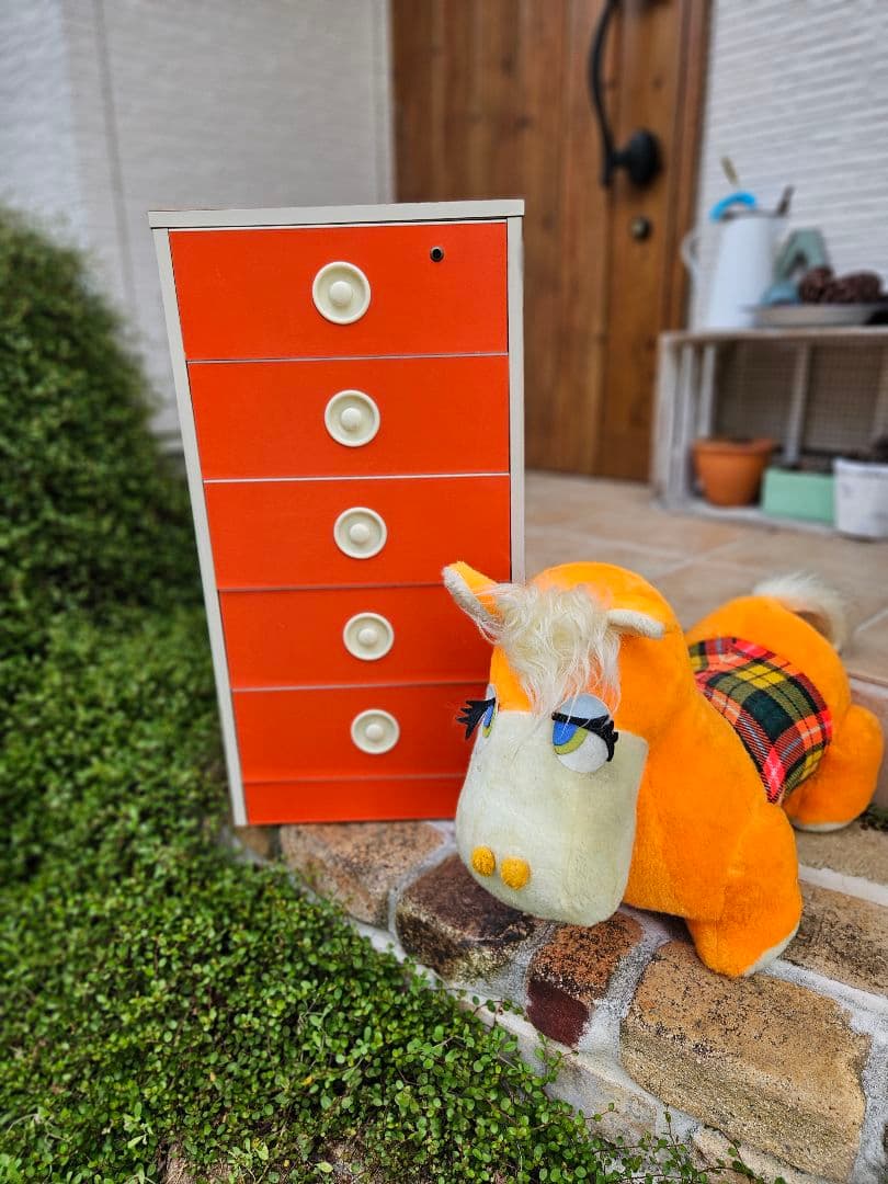 (最終お値下げです)美品　レトロポップ　チェスト　木引だし　収納　昭和レトロ