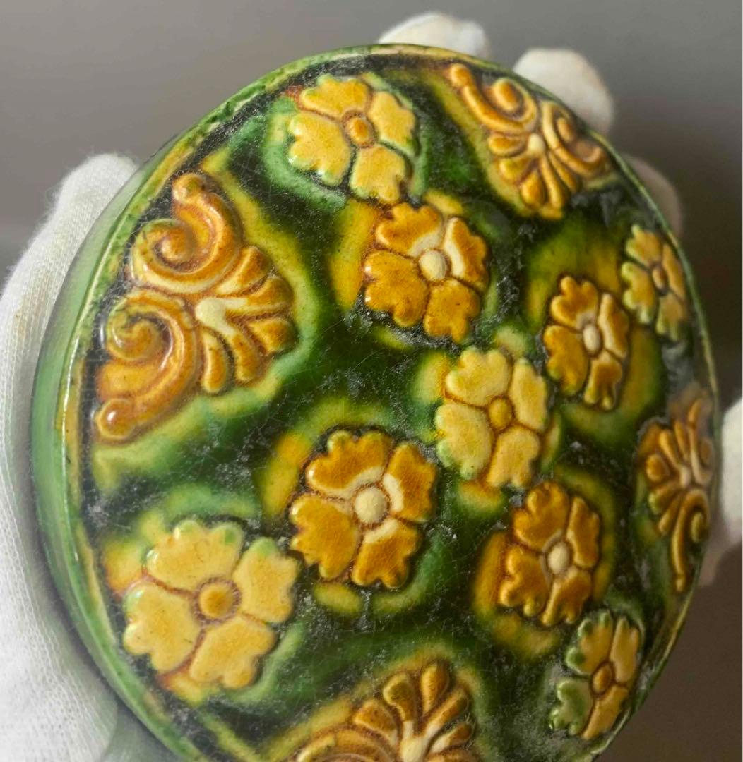 中国 三彩花図印合（香合）　f2220722