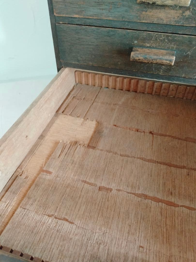 ヴィンテージ　木製引き出し 5段　古道具　書類棚