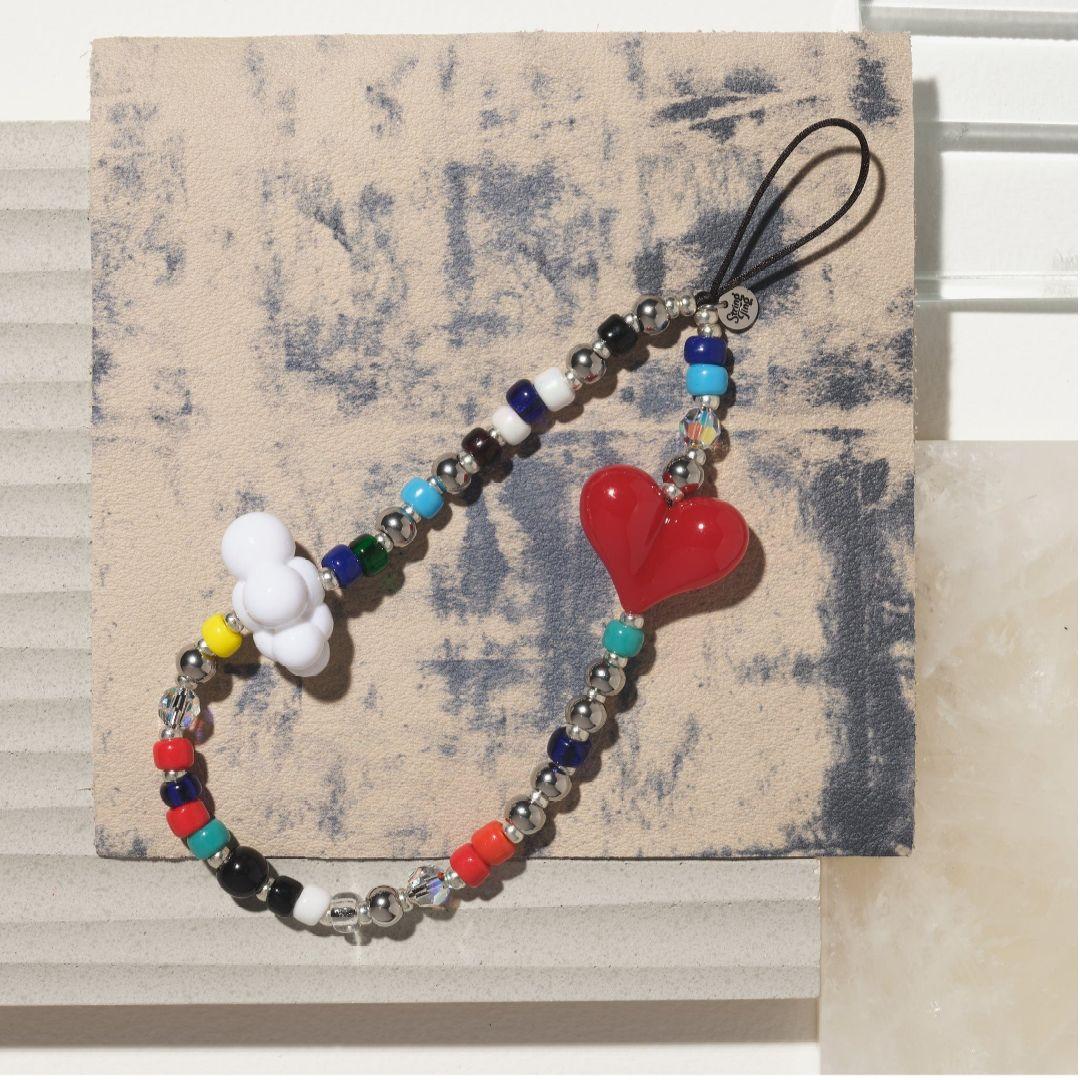 String Ting カラフル マルチカラー スマホストラップ ハート雲