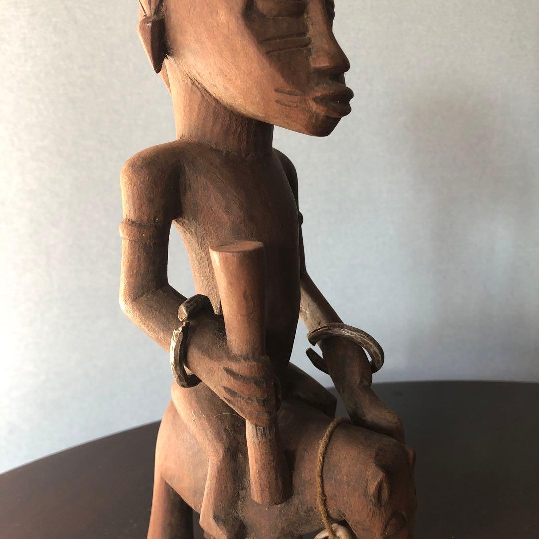 アフリカコートジボワール　バウレ族アンティーク木彫　彫像　アフリカ工芸品