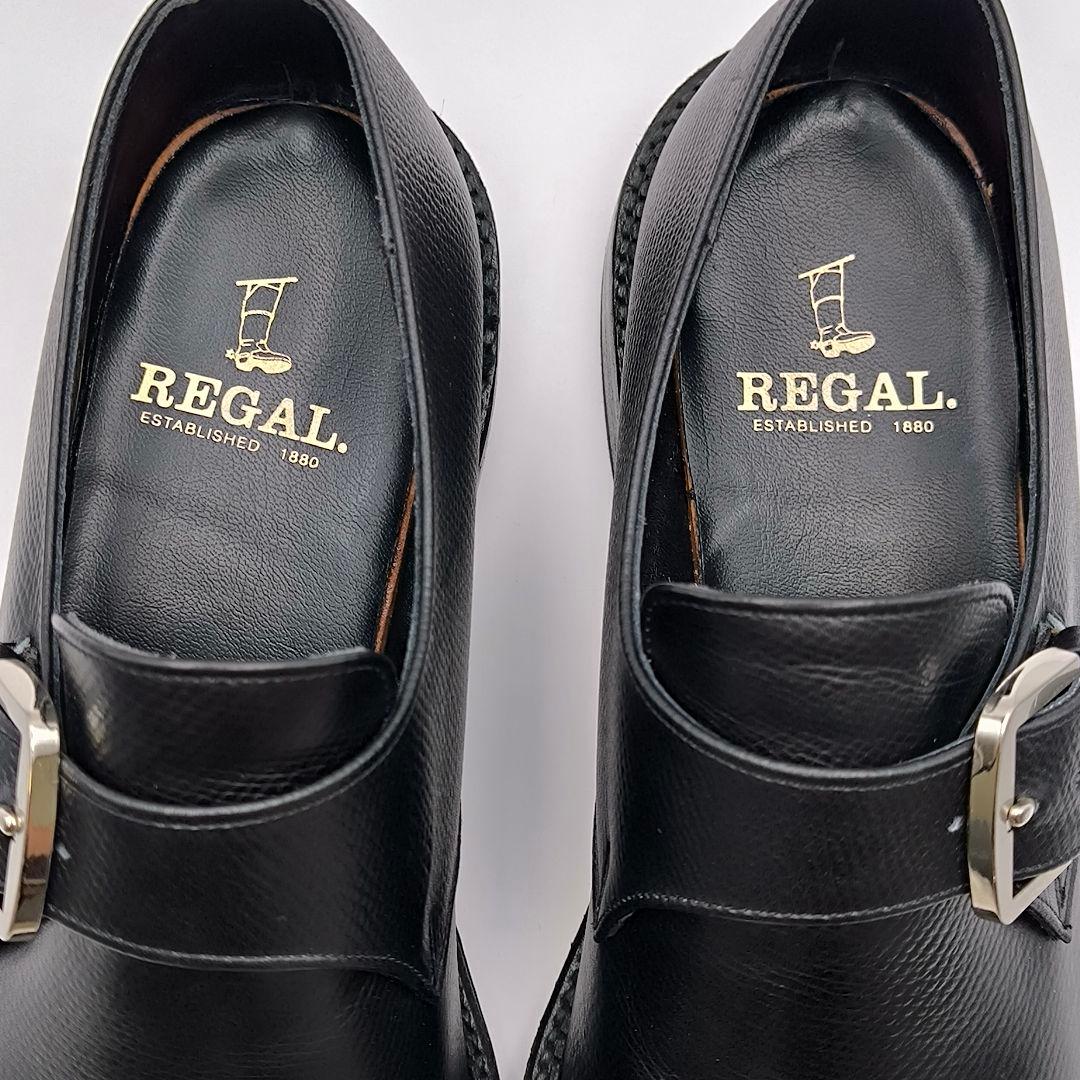 極美品 リーガル 25.5cm 2E ブラック 黒 モンクストラップ ブラック