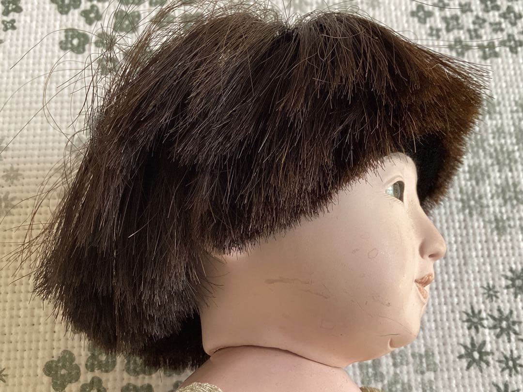 松乾斎東光　喜光　市松人形 （裸）抱き人形　全長約33cm 短い黒髪