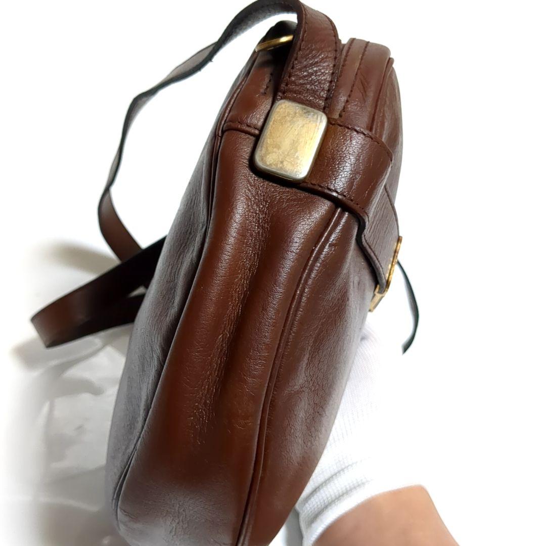 ✨クリスチャンディオール✨ショルダーバッグ ロゴ金具 レザー ブラウン