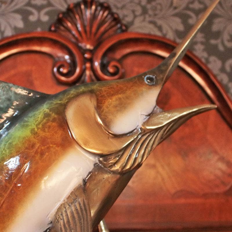 ブロンズ製 カジキマグロ ソードフィッシュ 置物 インテリア 113-443